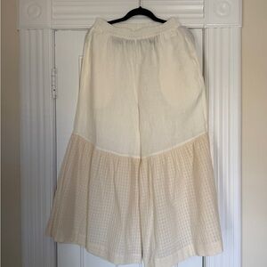 linen ruffle pants wide leg